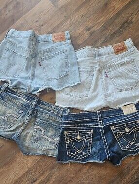 Levi's Light Blue 501 Denim Shorts with Leather Patch